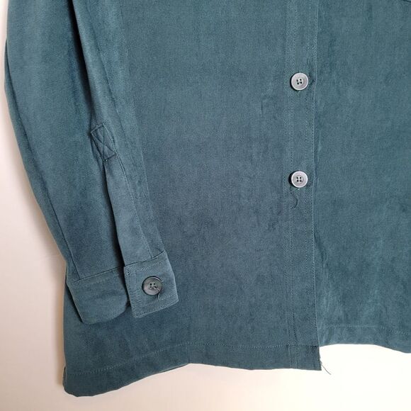 Vintage Classic Elements Stretch Chore Shirt Jacket Faux Suede Green Medium - Picture 9 of 13